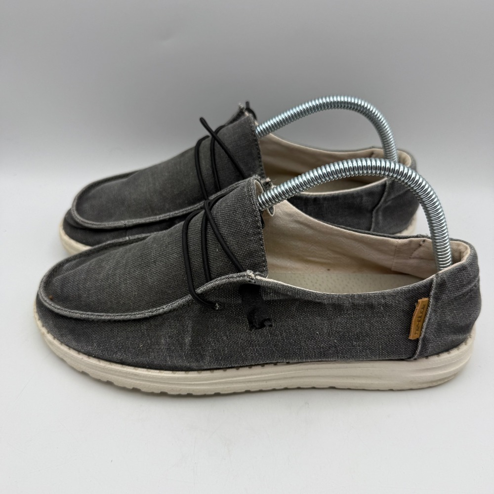 Hey Dude Wendy Chambray Shoes Womens 9 Off Black Slip On Loafers Casual
